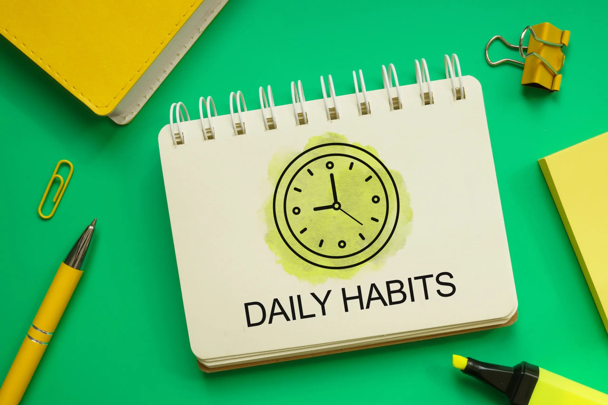 Daily Habits are shown using a text on the notebook