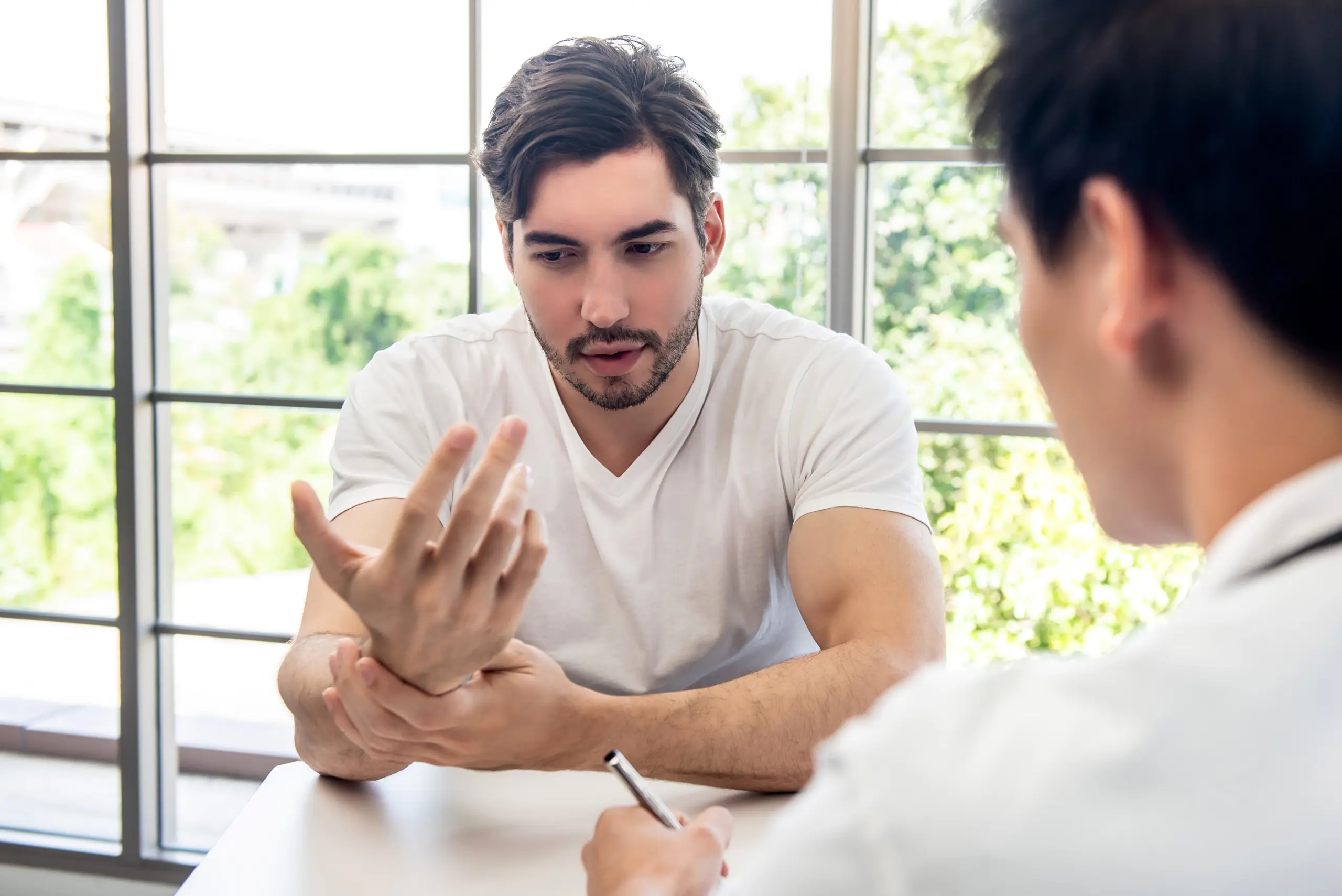 person in counseling session for sex addiction treatment