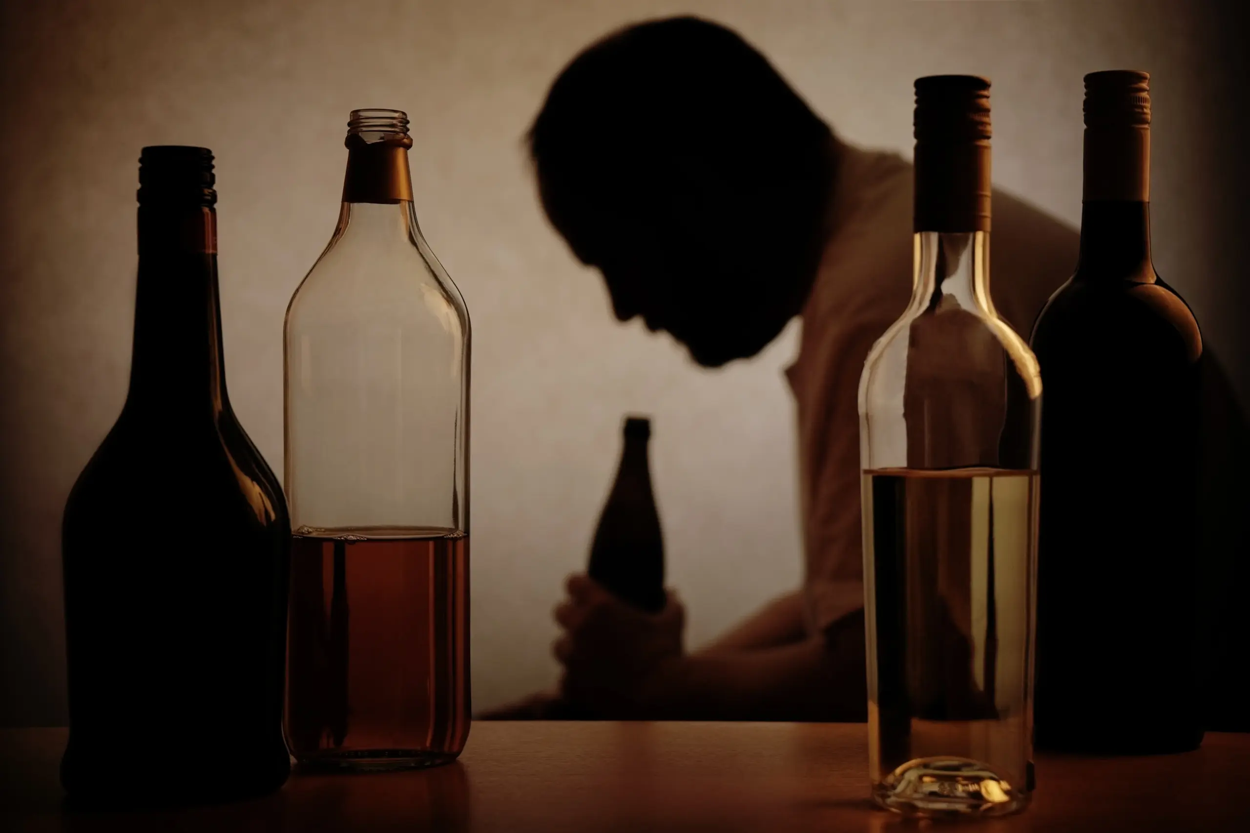 person holding a glass of alcohol, showing emotional conflict and reflection