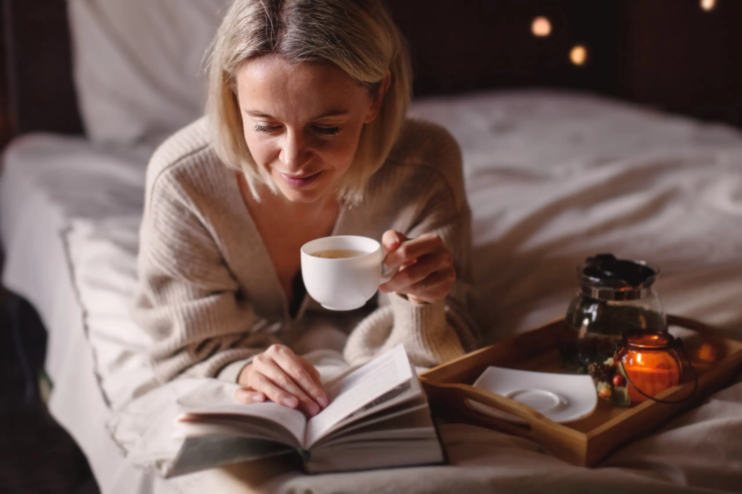 Person preparing for bed as part of nighttime wind-down routine in recovery.
