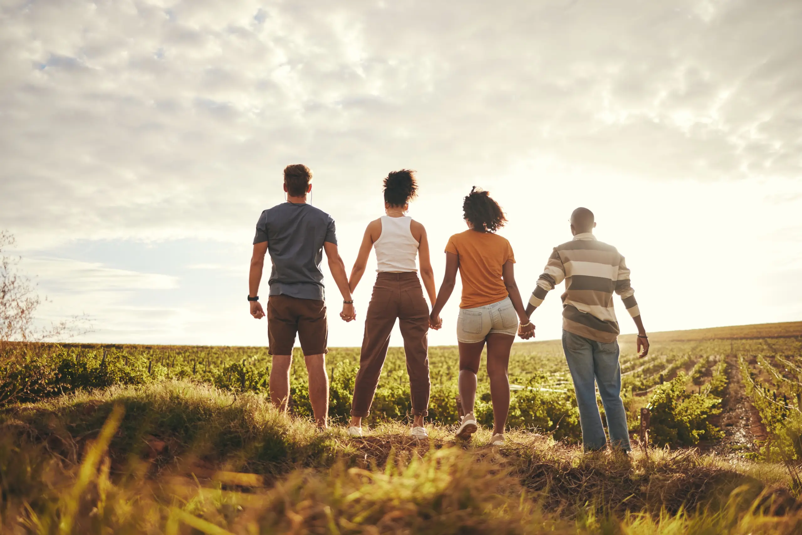 Group walking outdoors together, symbolizing hope